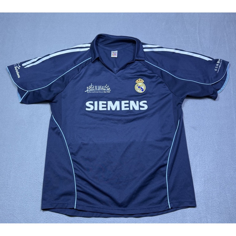 Real Madrid Siemens #10 Soccer Jersey Navy Custom Team Football Shirt Mens L